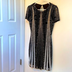 Parker Black Beaded Cocktail Dress, Size 2